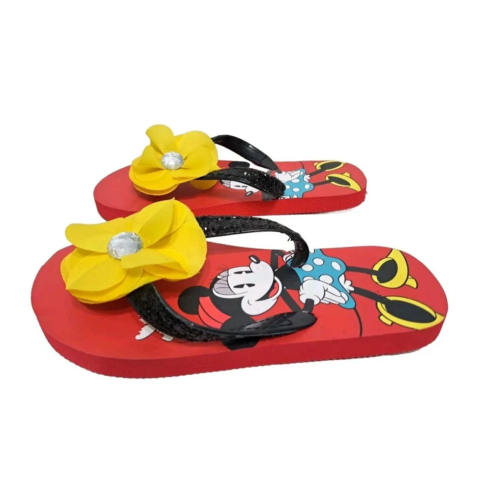 Disney Kids Size 2/3 Minnie Mouse Daisy Duck Flip Flops Sandals Hawaiian Flower